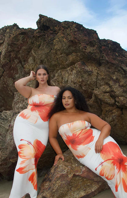 Shinora White Floral Print Maxi Dress